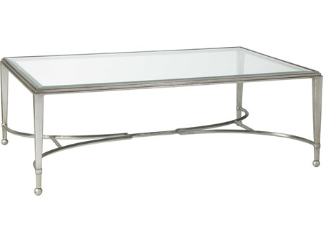 Artistica Metal Designs Sangiovese Rectangular Glass Antique Silver Leaf Cocktail Table