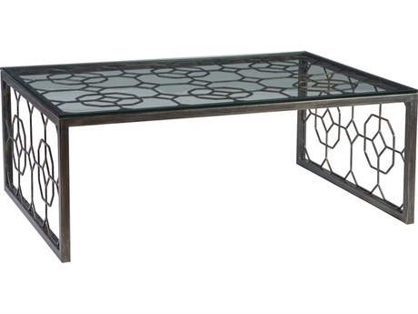 Artistica Metal Designs Honeycomb Rectangular Glass Cocktail Table
