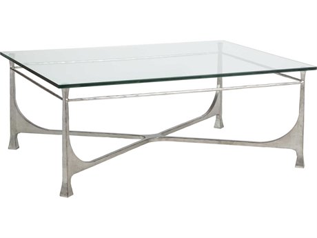 Artistica Metal Designs Bruno Rectangular Glass Silver Leaf Cocktail Table