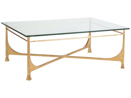 Artistica Metal Designs Bruno Rectangular Glass Gold Leaf Cocktail Table