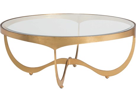 Artistica Metal Designs Sophie Round Glass Gold Leaf Cocktail Table
