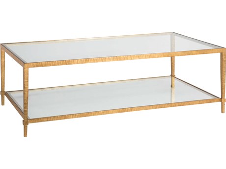 Artistica Metal Designs Claret Rectangular Glass Gold Leaf Cocktail Table