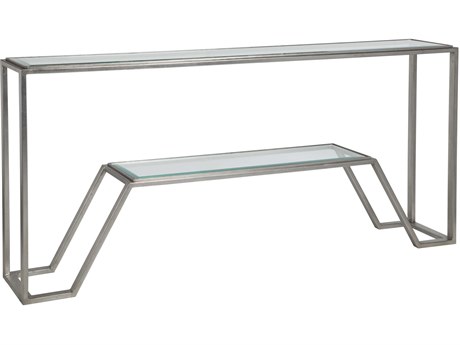 Artistica Metal Designs Byron Rectangular Glass Silver Leaf Console Table