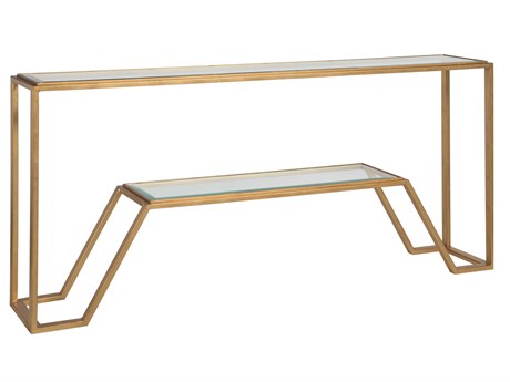 Artistica Metal Designs Byron Rectangular Glass Gold Leaf Console Table
