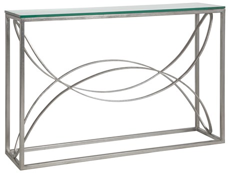 Artistica Metal Designs Ellipse Rectangular Glass Silver Leaf Console Table