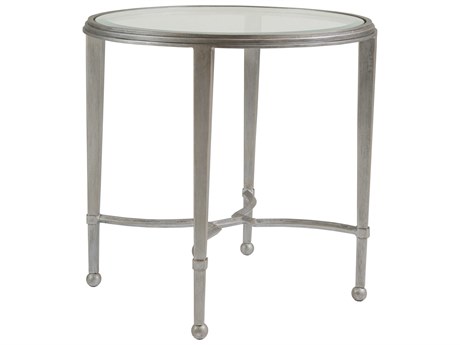 Artistica Metal Designs Sangiovese Round Glass Argento End Table