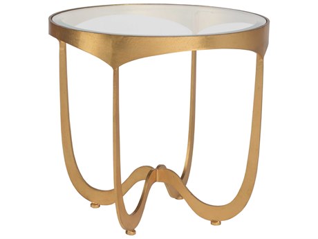 Artistica Metal Designs Sophie Round Glass Gold Leaf End Table