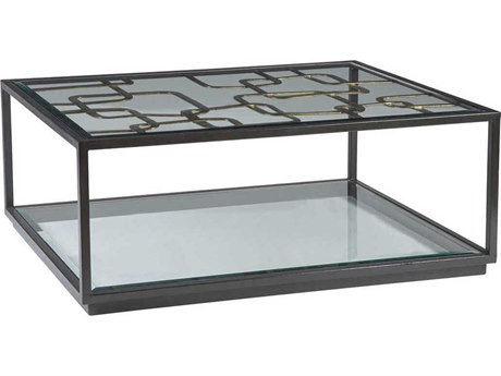 Artistica Moxie Rectangular Glass Antique Black With Glazed Gold Foil Cocktail Table