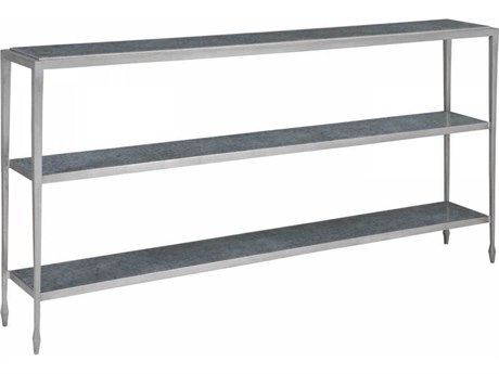 Artistica Signature Designs Sashay Silver Rectangular Eglomise Glass Antiqued Leaf Console Table