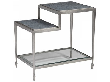 Artistica Signature Designs Sashay Silver Rectangular Eglomise Glass Antiqued Leaf End Table