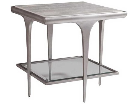 Artistica Zephyr Square Stone White End Table