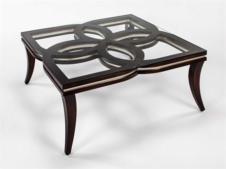 Artmax Square Glass Chocolate Silver Coffee Table