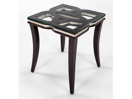 Artmax Square Glass Chocolate Silver End Table