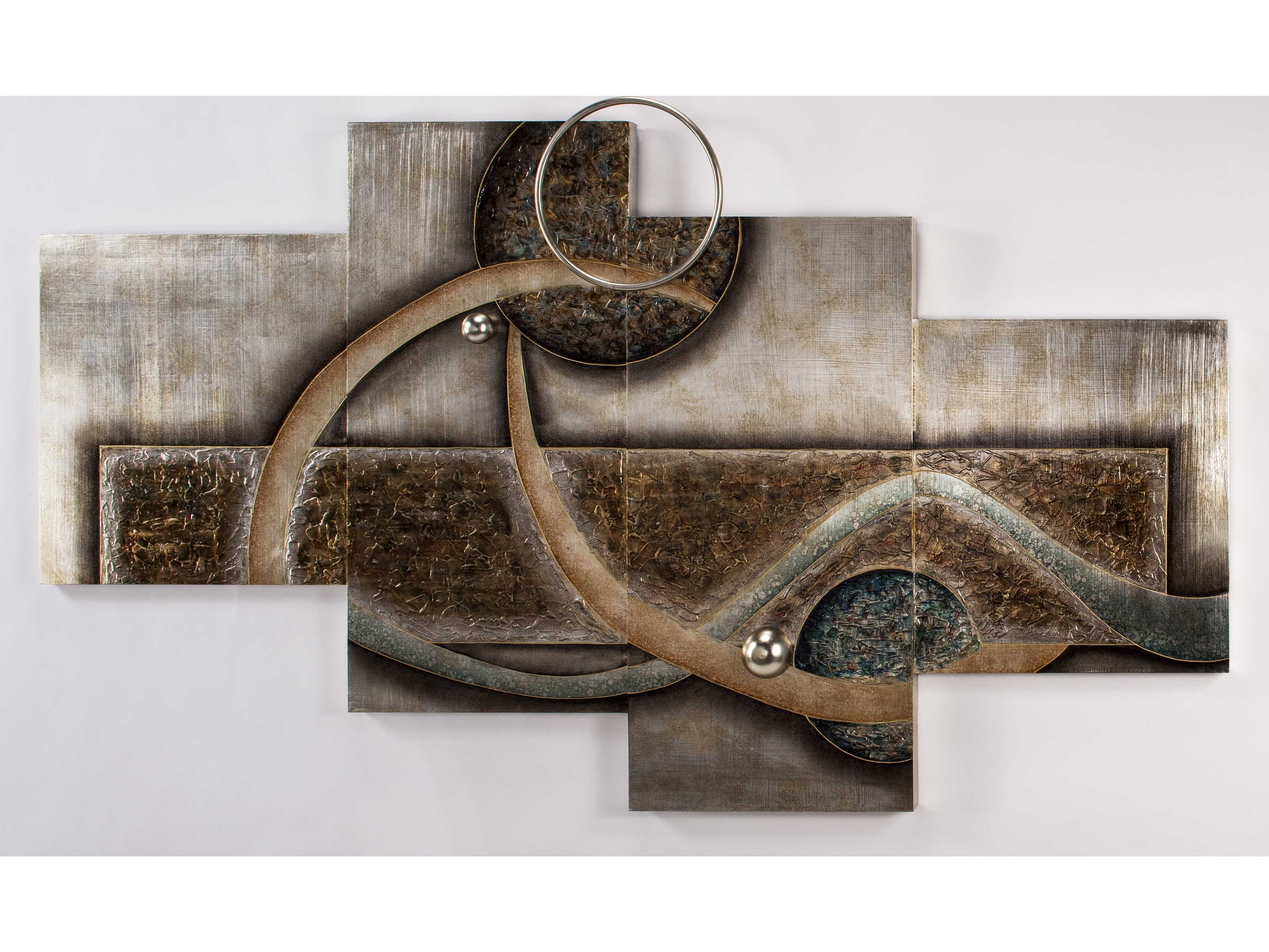 Artmax 75 x 44 MultiColor Pattern Metal Wall Art with Worn Silver Leaf Background AMXAD1031PL