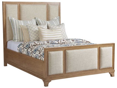 Barclay Butera Newport Crystal Cove Sandstone Beige Wood Queen Panel Bed