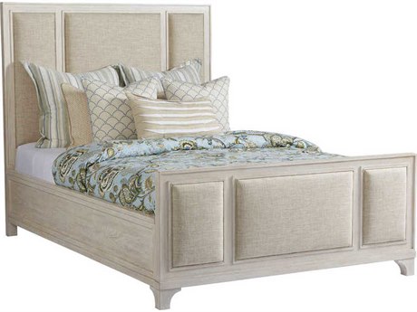 Barclay Butera Newport Crystal Cove Sailcloth Beige Wood California King Panel Bed