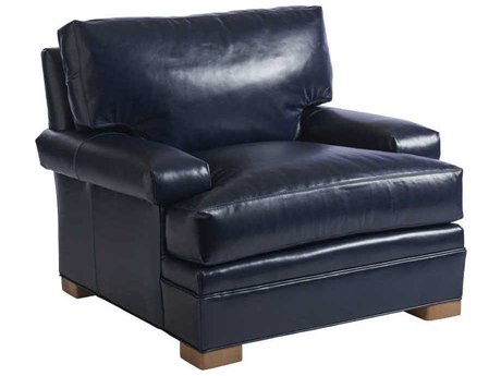 Barclay Butera Upholstery Maxwell Blue Leather Accent Chair