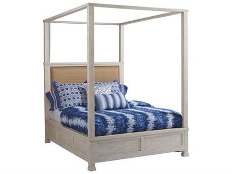 Barclay Butera Newport Shorecliff Sailcloth Beige Wood Queen Poster Bed