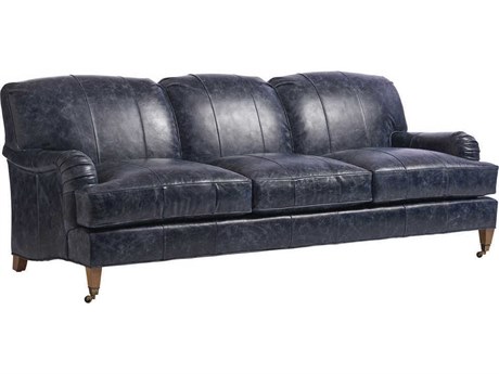 Barclay Butera Upholstery Sydney Blue Leather Sofa