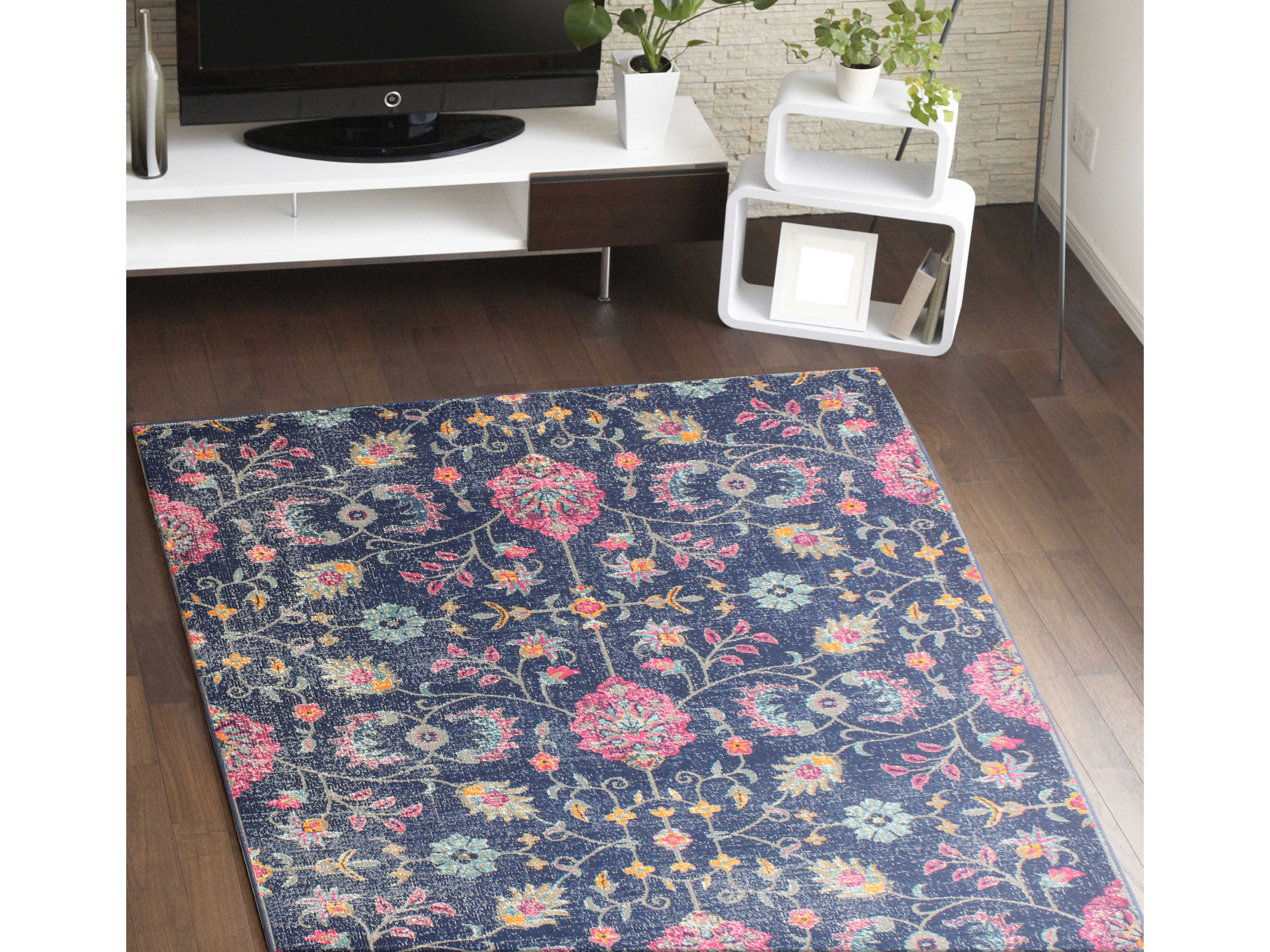 Bashian Rugs Heritage Dark Blue Rectangular Area Rug BSHH114DKBLZ035