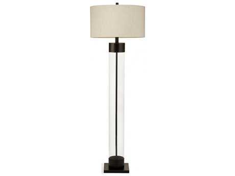 Bassett Mirror Belgian Luxe Haines Bronze Black Glass Floor Lamp