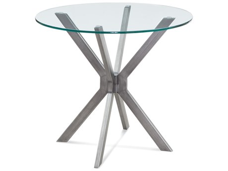 Bassett Mirror Deen Round Gunmetal Clear Glass End Table