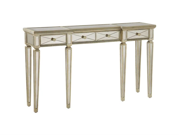 Bassett Mirror Hollywood Glam 13 X 58 Rectangular Antique Silver Leaf Borghese Hall Console Table