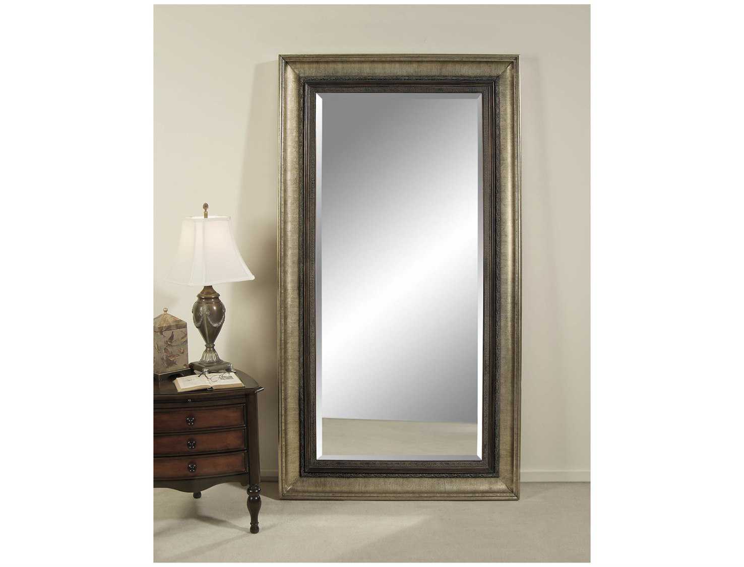 Bassett Mirror Old World 45 x 83 Antique Silver Galindo Leaner Mirror