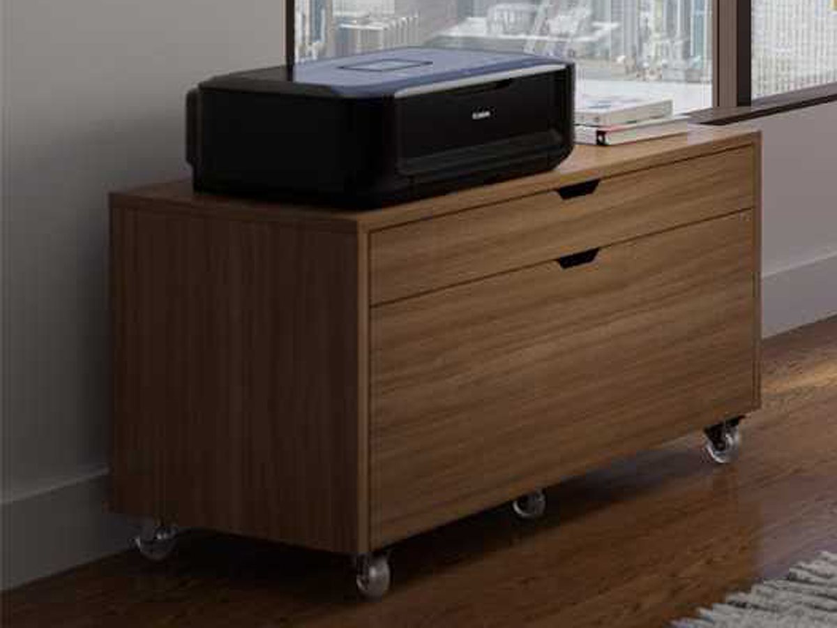 Bdi Modica 34 5 W X 18 D Natural Walnut Two Drawer Mobile