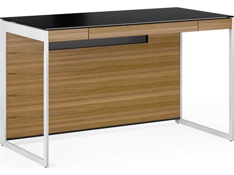 BDI Sequel Black Natural Walnut Satin Nickel Brown Hardwood Secretary Desk