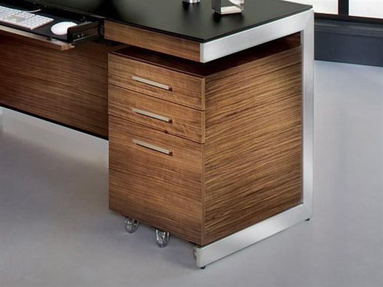 Bdi Sequel 16 X 21 Natural Walnut Three Drawer Mobile Locking Bdi Sequel 16 X 21 Natural Walnut