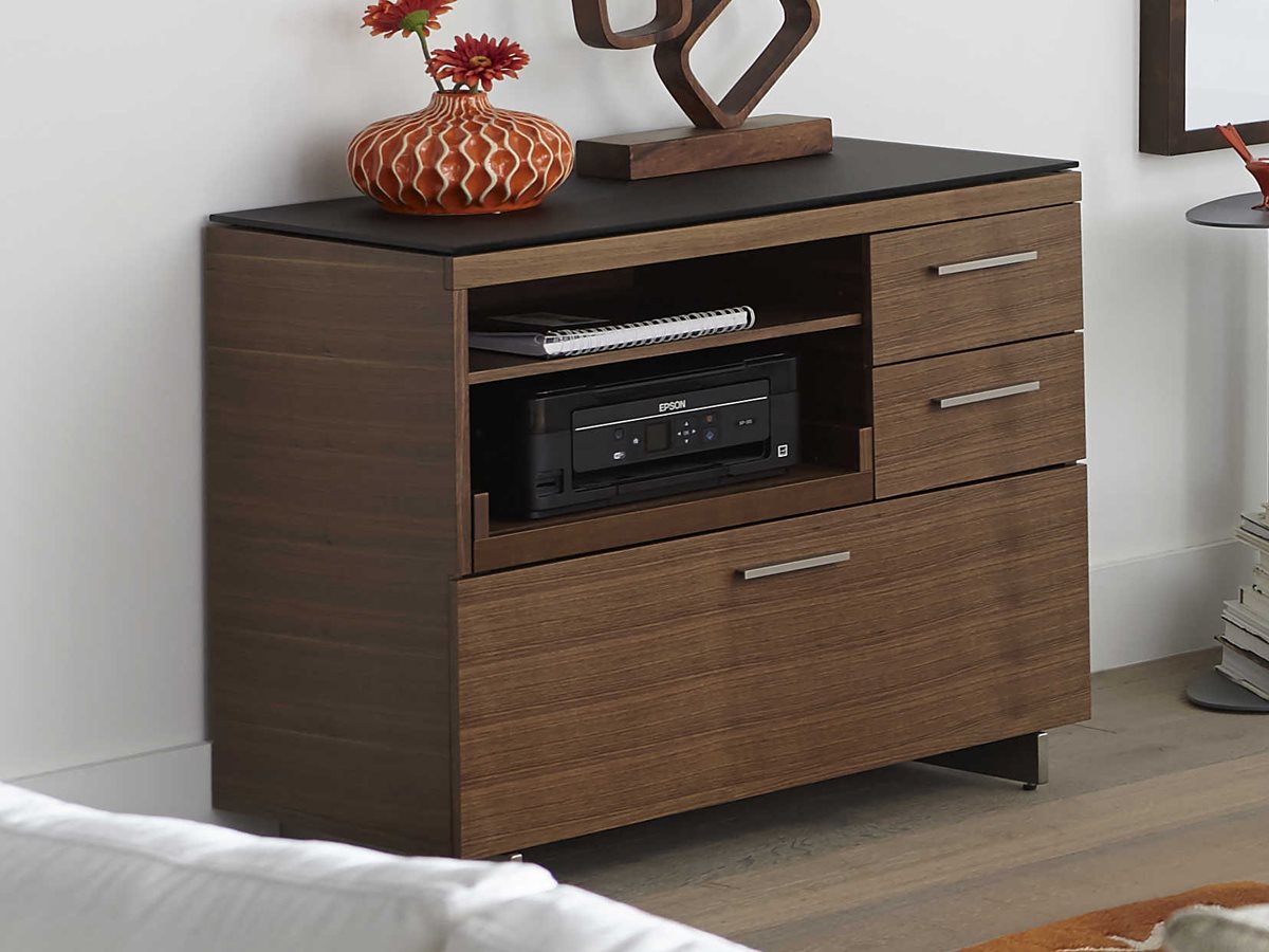 Bdi Sequel 35 X 18 Natural Walnut Three Drawer Multi Function