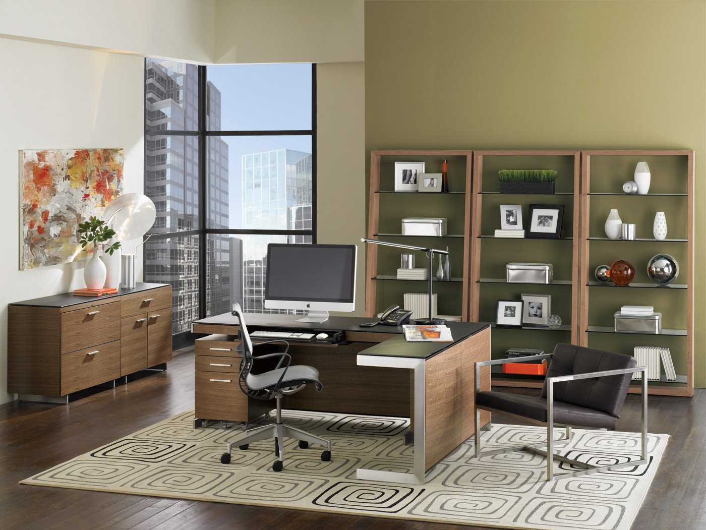 Bdi Sequel Natural Walnut Office Set Bdi6001wlset2