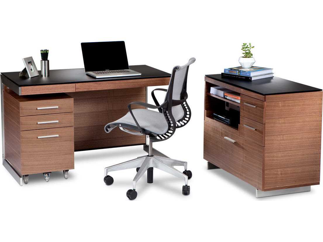 BDI Sequel 60'' x 24'' Rectangular Natural Walnut Computer Desk with