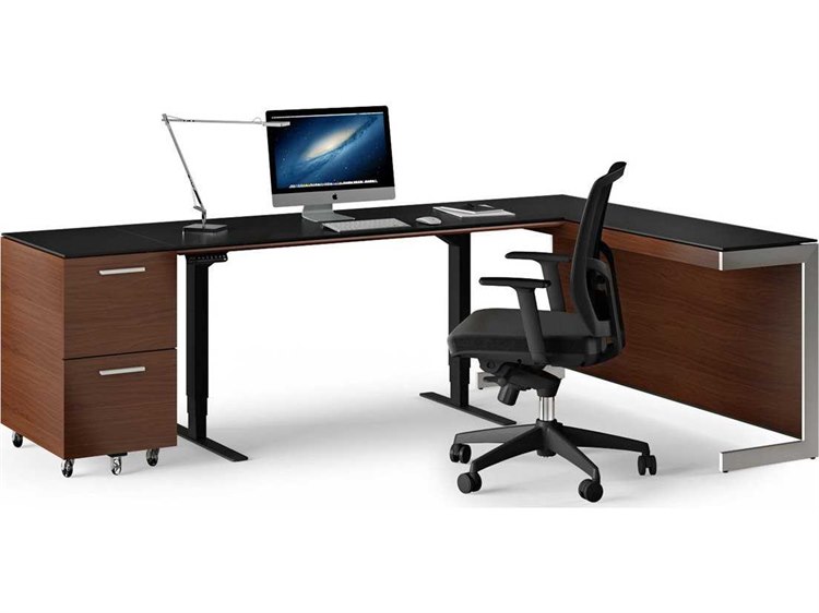 Bdi Sequel Chocolate Stained Walnut Lift Desk Home Office Set
