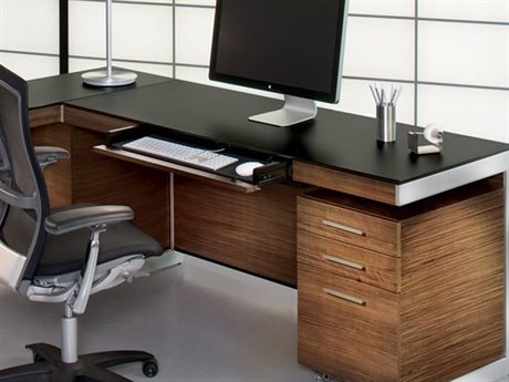 Computer Desks For Luxedecor Bdi Sequel 60 X 24 Rectangular Natural Walnut Computer Desk With Back