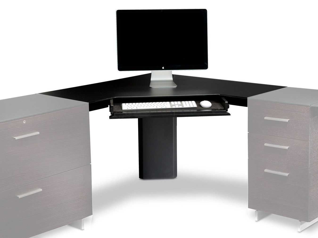 Bdi Sequel 43 Black Corner Computer Desk With Keyboard Drawer