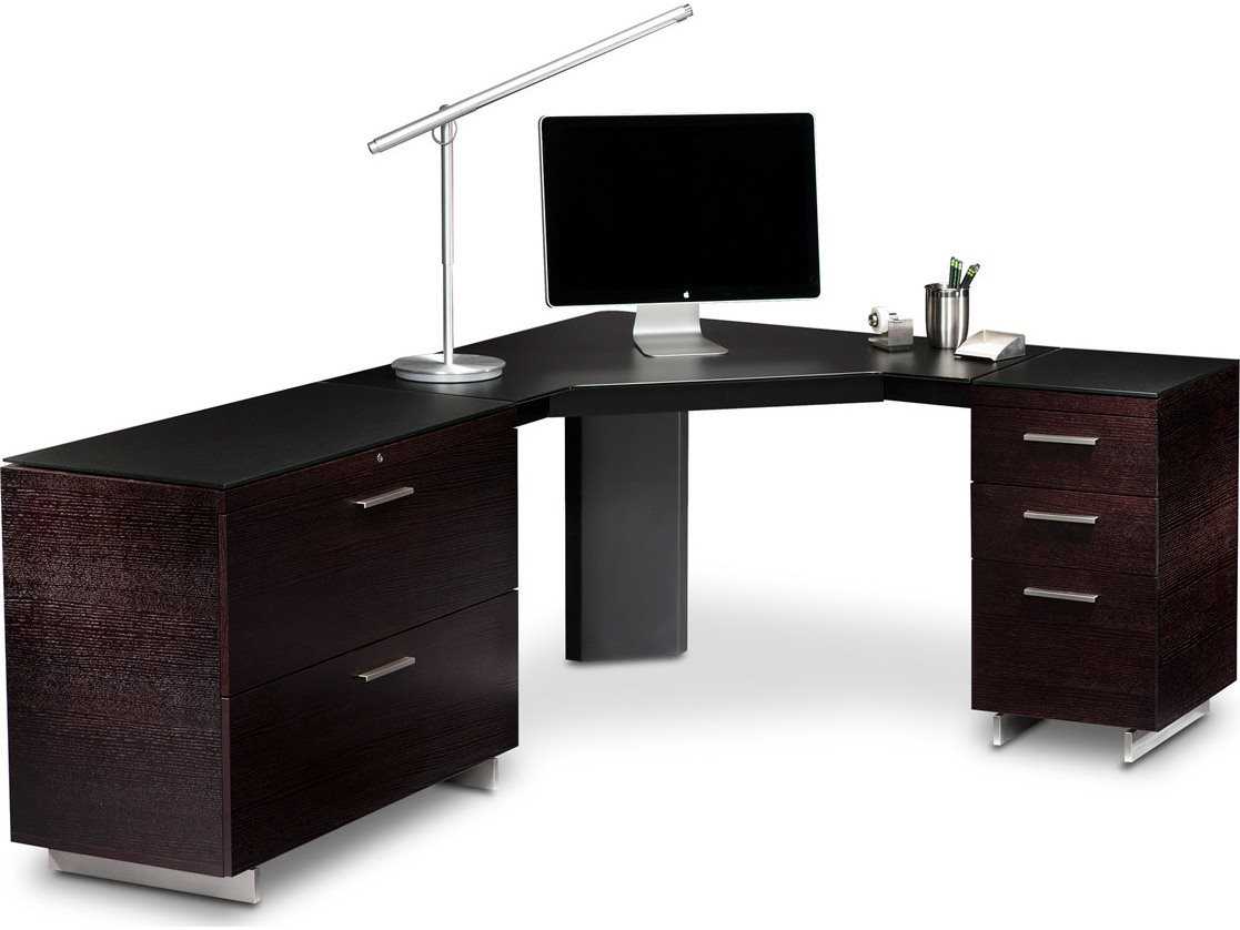 Bdi Sequel 96 X 43 Black Corner Computer Desk With Keyboard