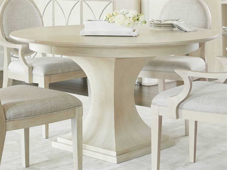 Bernhardt East Hampton Cerused Linen 5474'' Wide Round Dining Table with Extension BHK1236