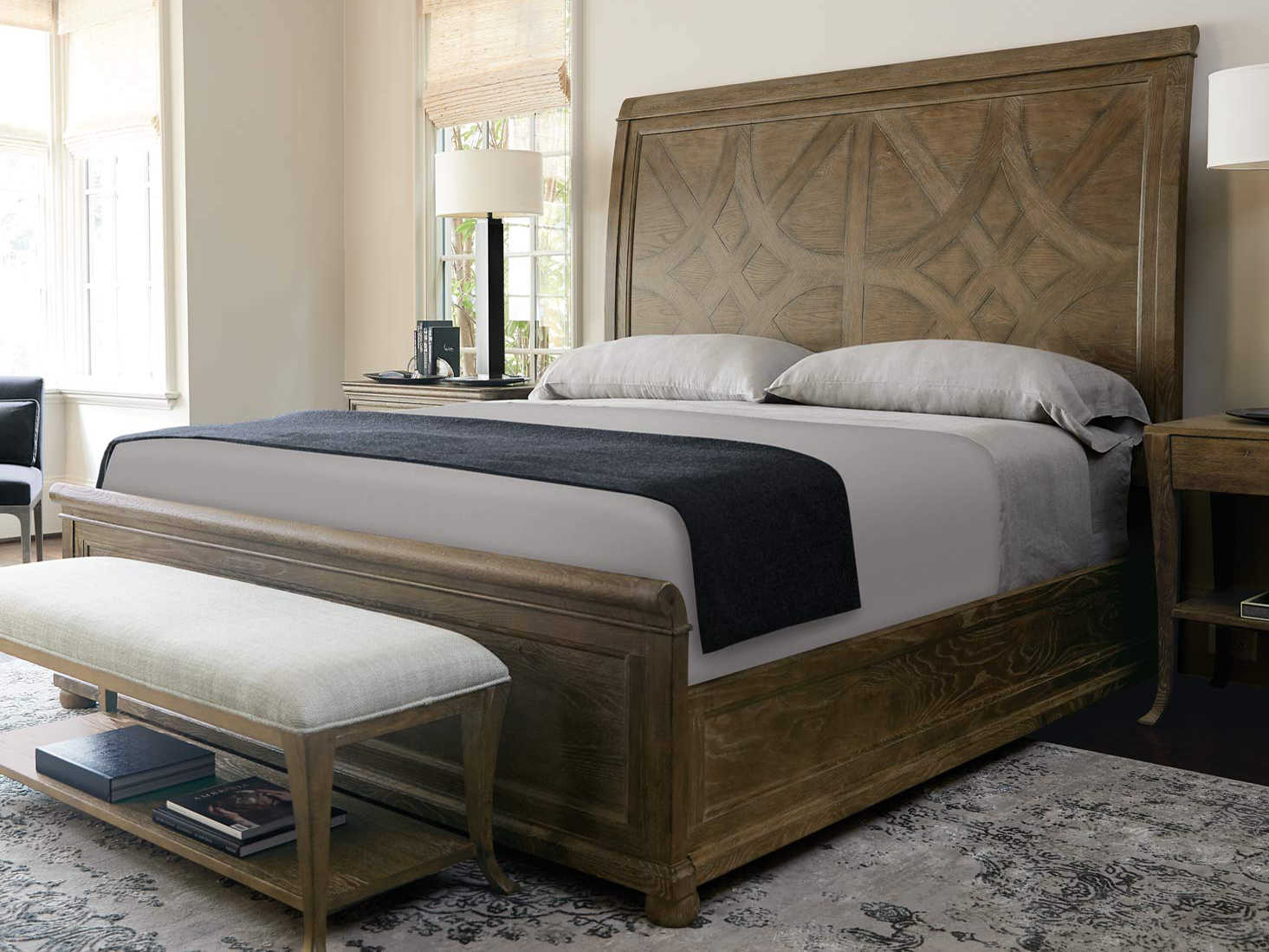 Bernhardt Rustic Patina Peppercorn California King Panel Bed | BHK1289