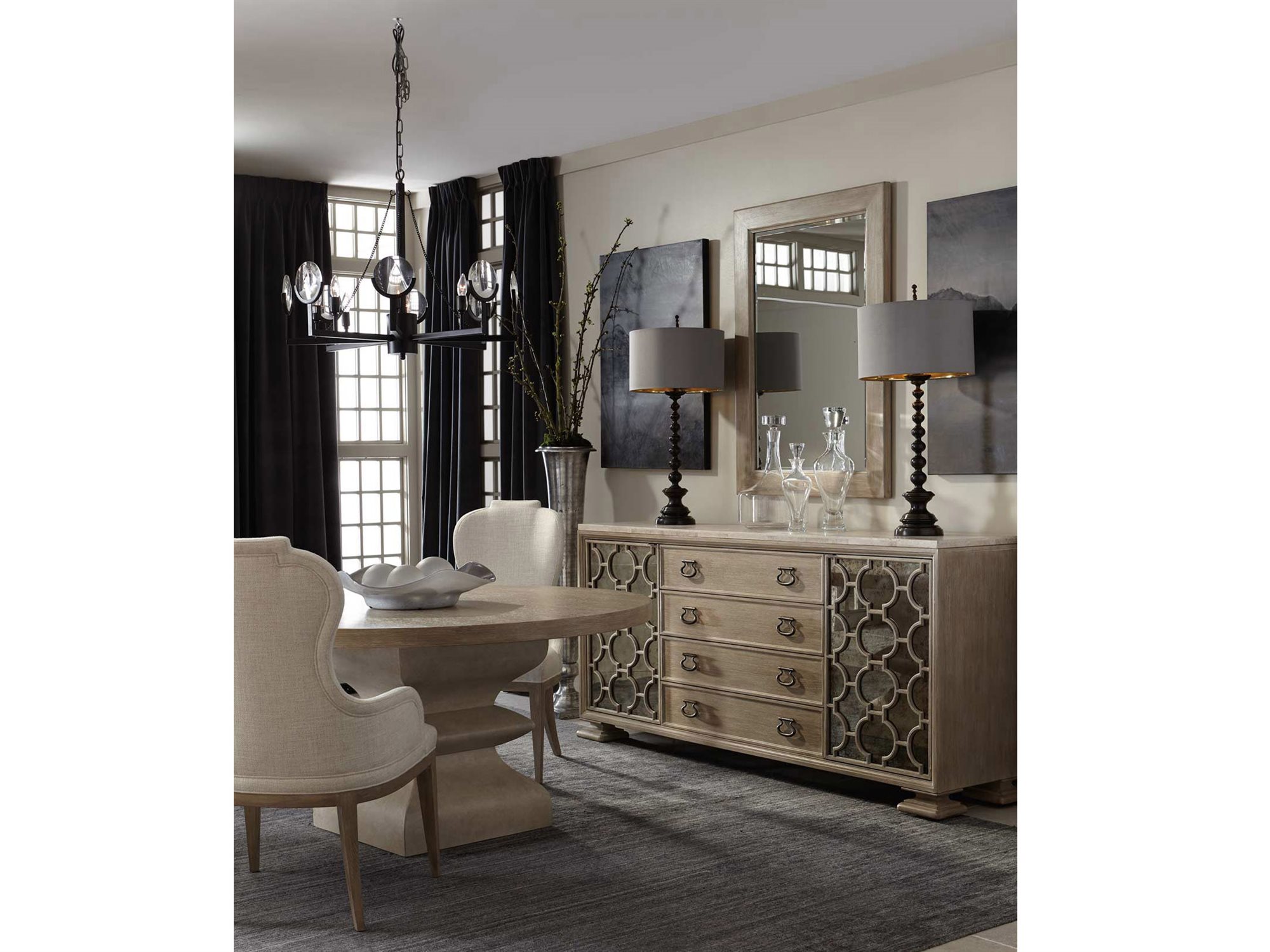 Bernhardt Santa Barbara Sandstone / Textured Cameo 60'' Wide Round Dining Table BHK1112