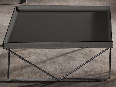 Bontempi Casa Flexus Square Leather Natural Silver Anthracite Coffee Table