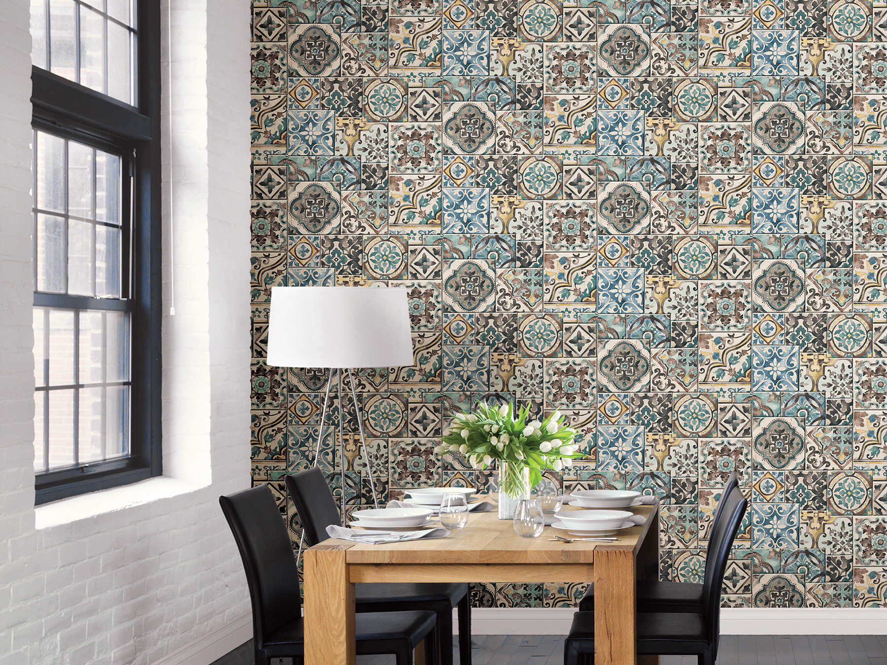 Brewster Home Fashions Astreet Prints Marrakesh Tiles Teal Mosaic