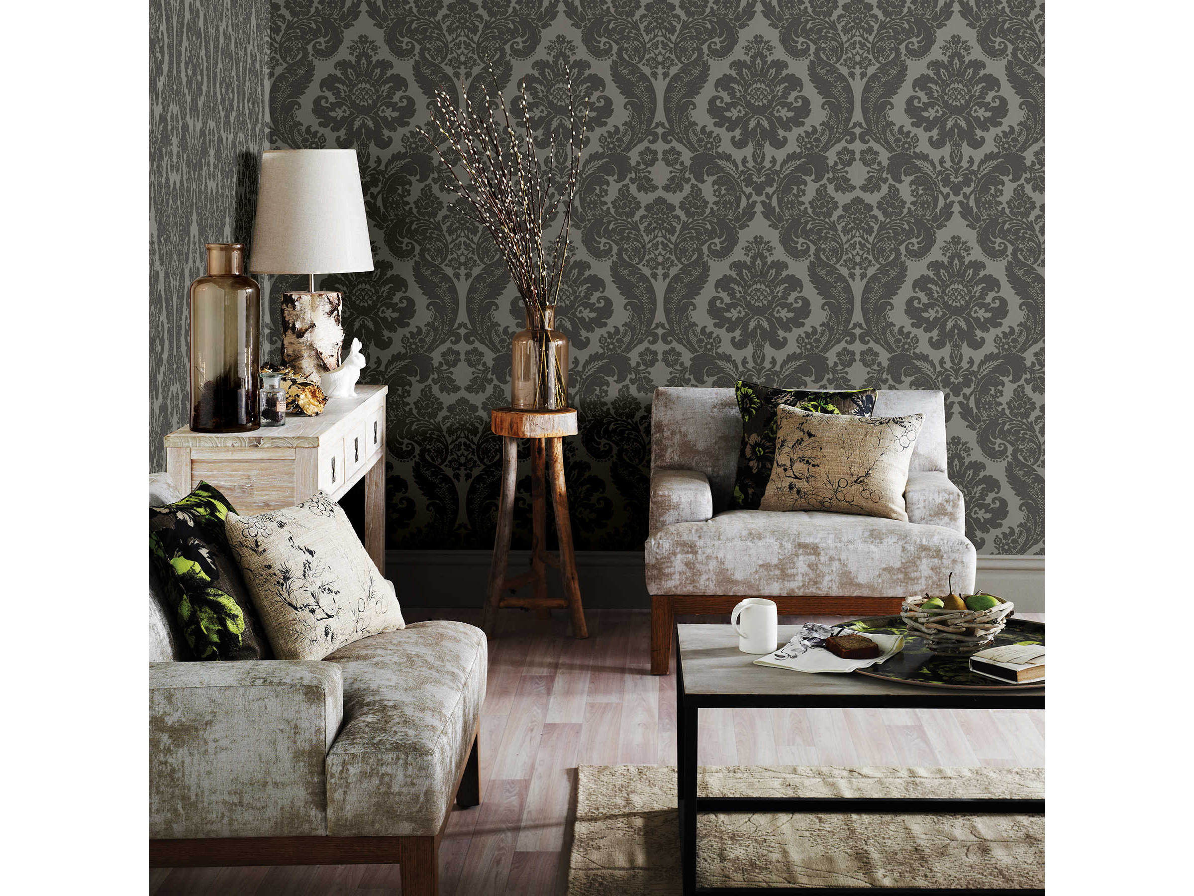 Brewster Home Fashions A-street Prints Shadow Grey Damask ...