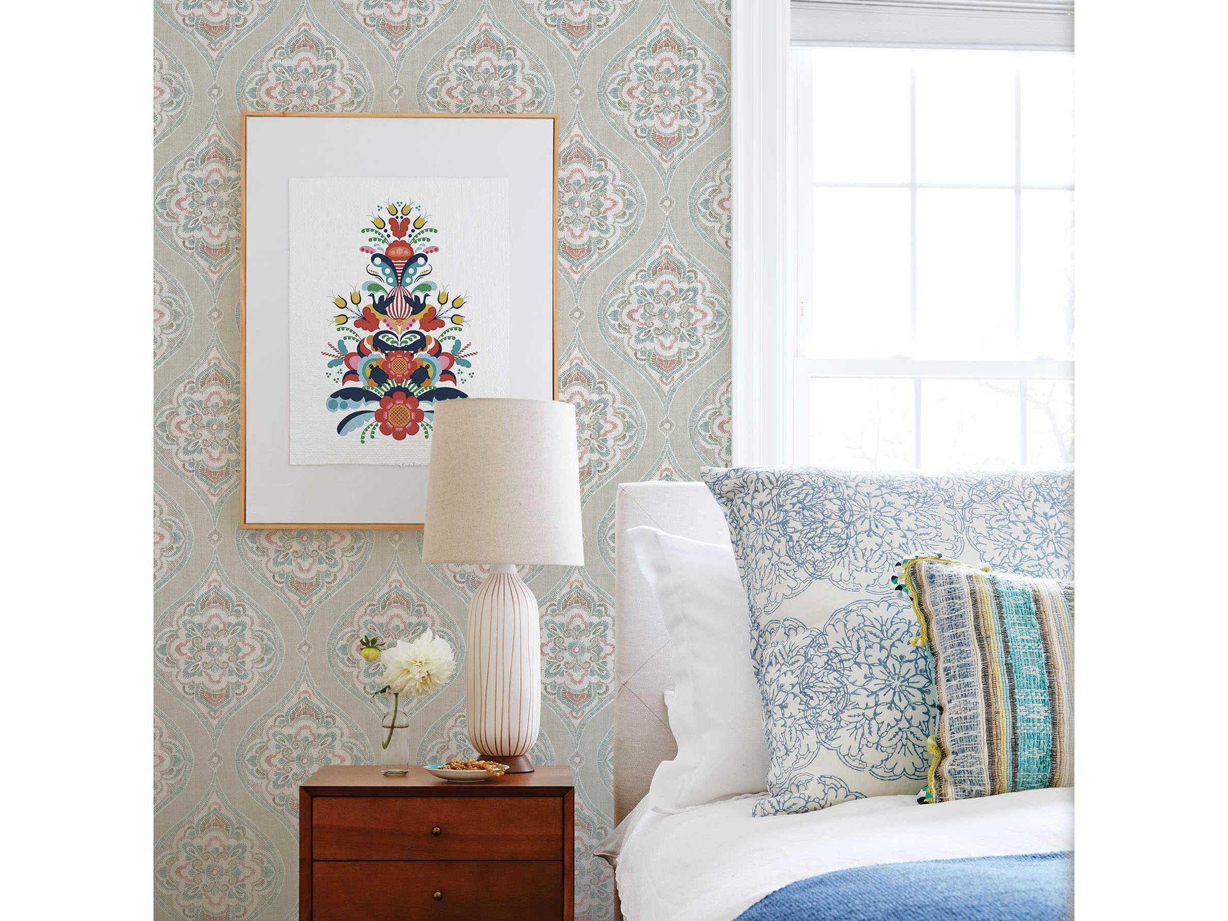 Brewster Home Fashions A-street Prints Adele Teal Damask Wallpaper ...