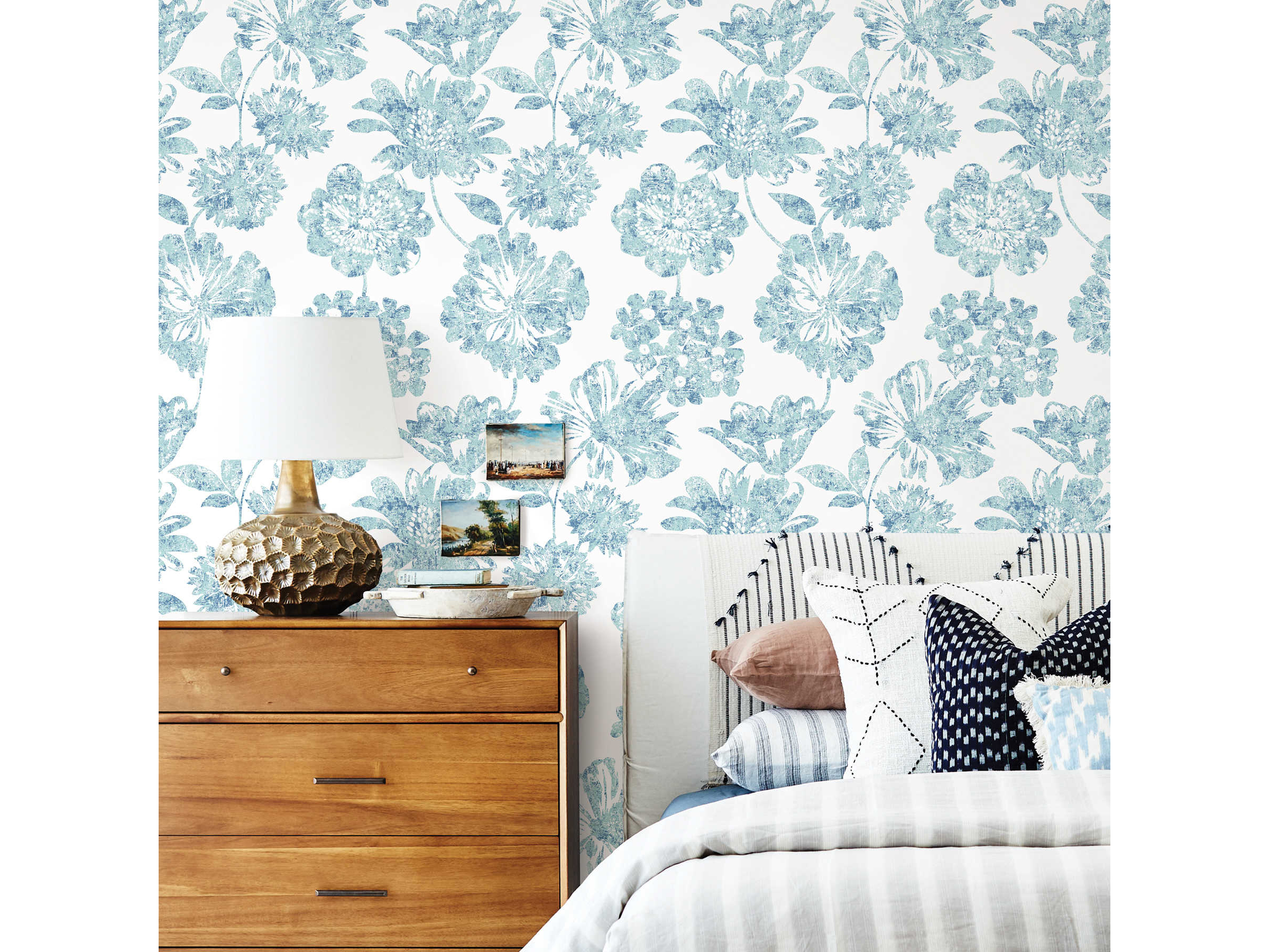 Brewster Home Fashions A-street Prints Folia Blue Floral Wallpaper ...