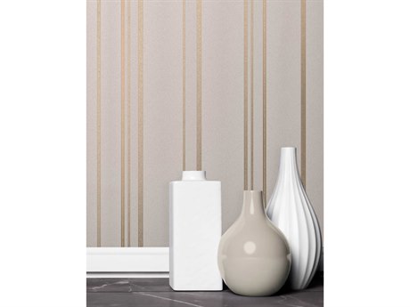 Brewster Home Fashions Advantage Thierry Rose Gold Stripe Wallpaper