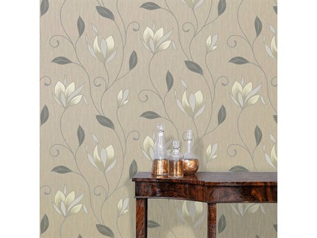 Brewster Home Fashions Advantage Anais Neutral Floral Trails Wallpaper