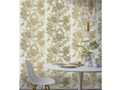Brewster Home Fashions Advantage Marquis Gold Floral Wallpaper