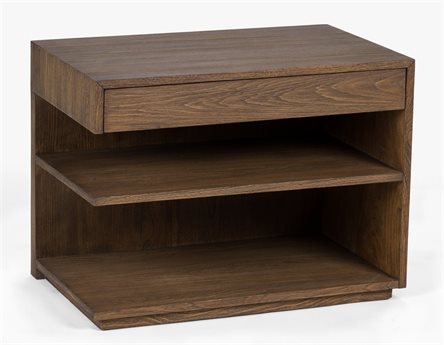 Brownstone Laguna 1-Drawer Brown Teak Wood LAF Nightstand